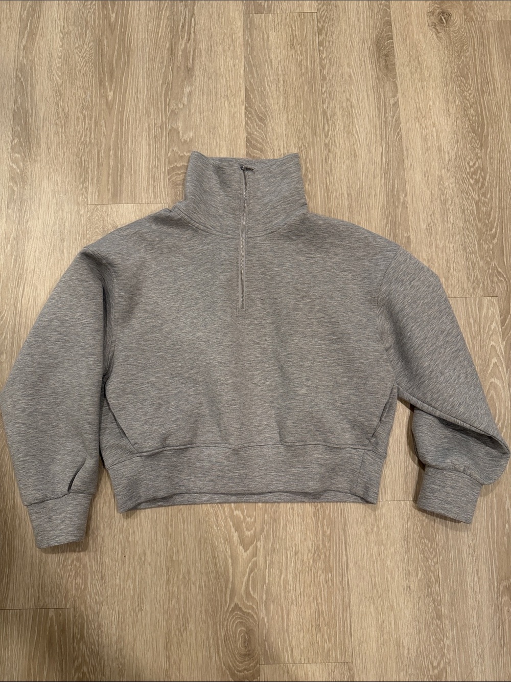 Old Navy Active Bounce Fleece Cropped Gray Quarter Zip Sweater